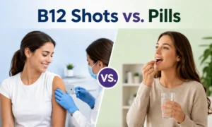 Comparison of B12 injections and oral B12 supplements for vitamin deficiency treatment at Aisthetikos MedSpa in Hammond, LA